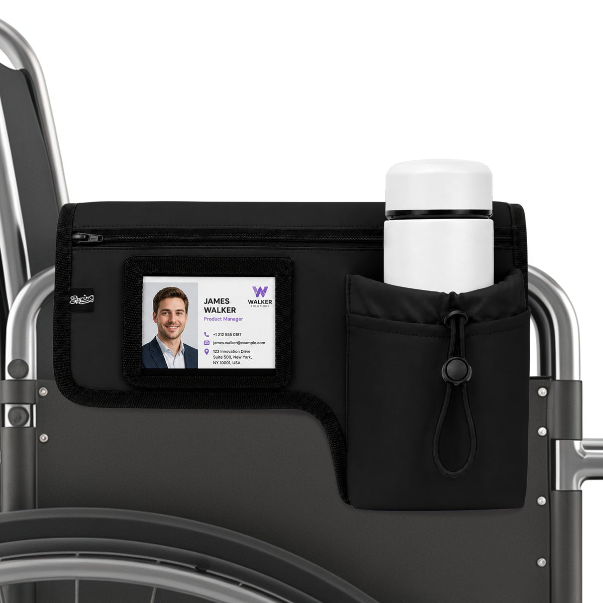 SPRING SEAON Wheelchair Side Bag with Cup Holder & Armrest Pouch - Multi-Pocket Organizer
