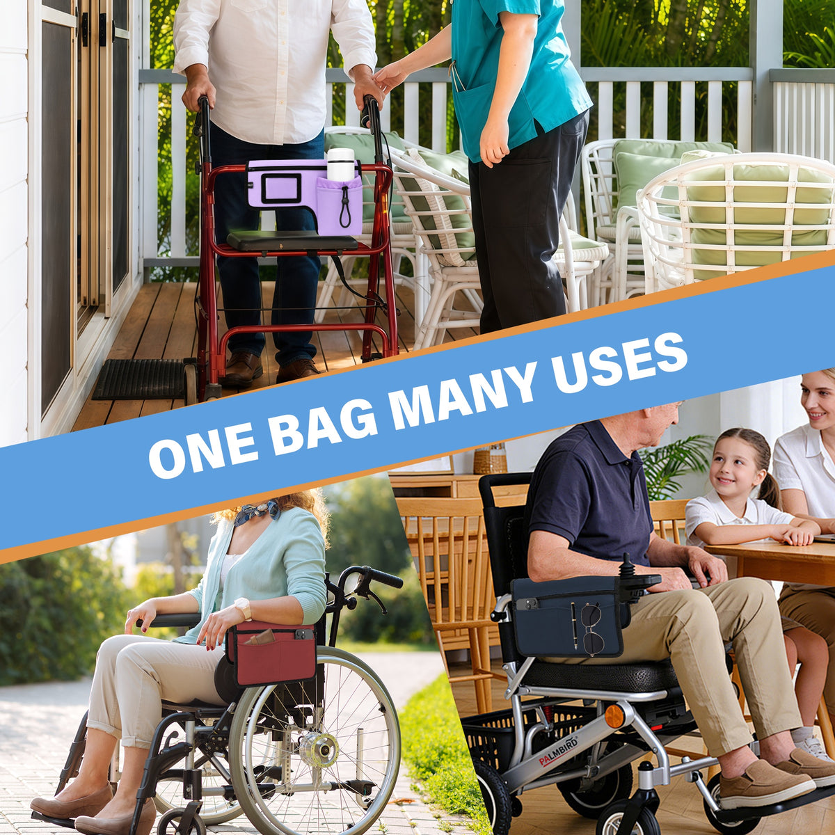 SPRING SEAON Wheelchair Side Bag with Cup Holder & Armrest Pouch - Multi-Pocket Organizer
