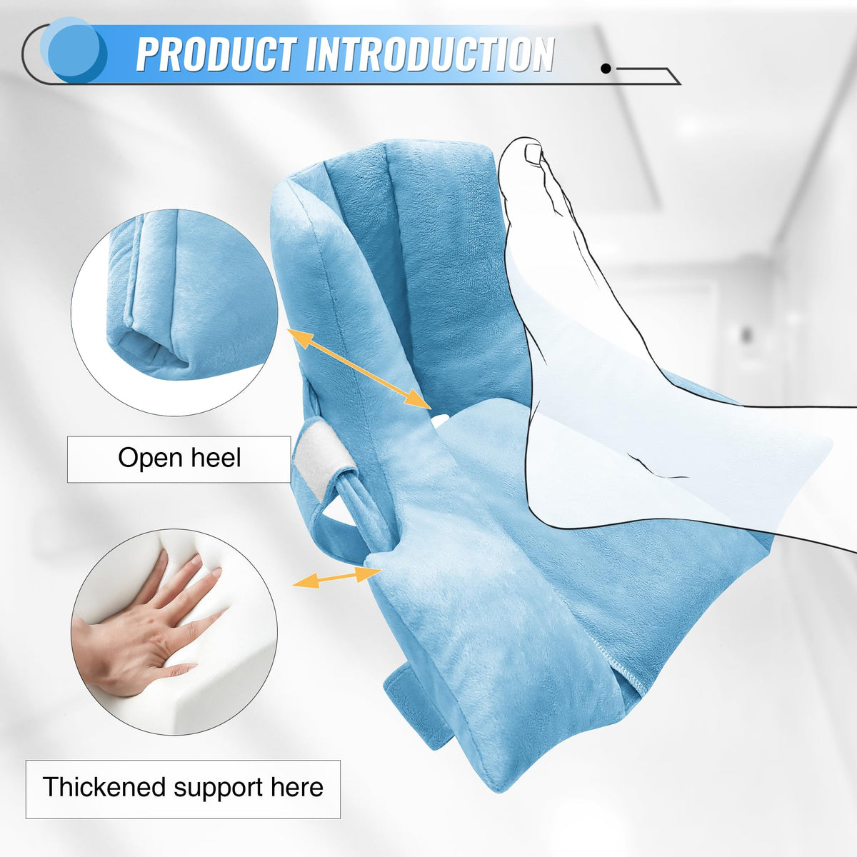 blue-​Heel Protectors with Hot/Cold Pack Pocket - Adjustable Plush Ankle Cushion