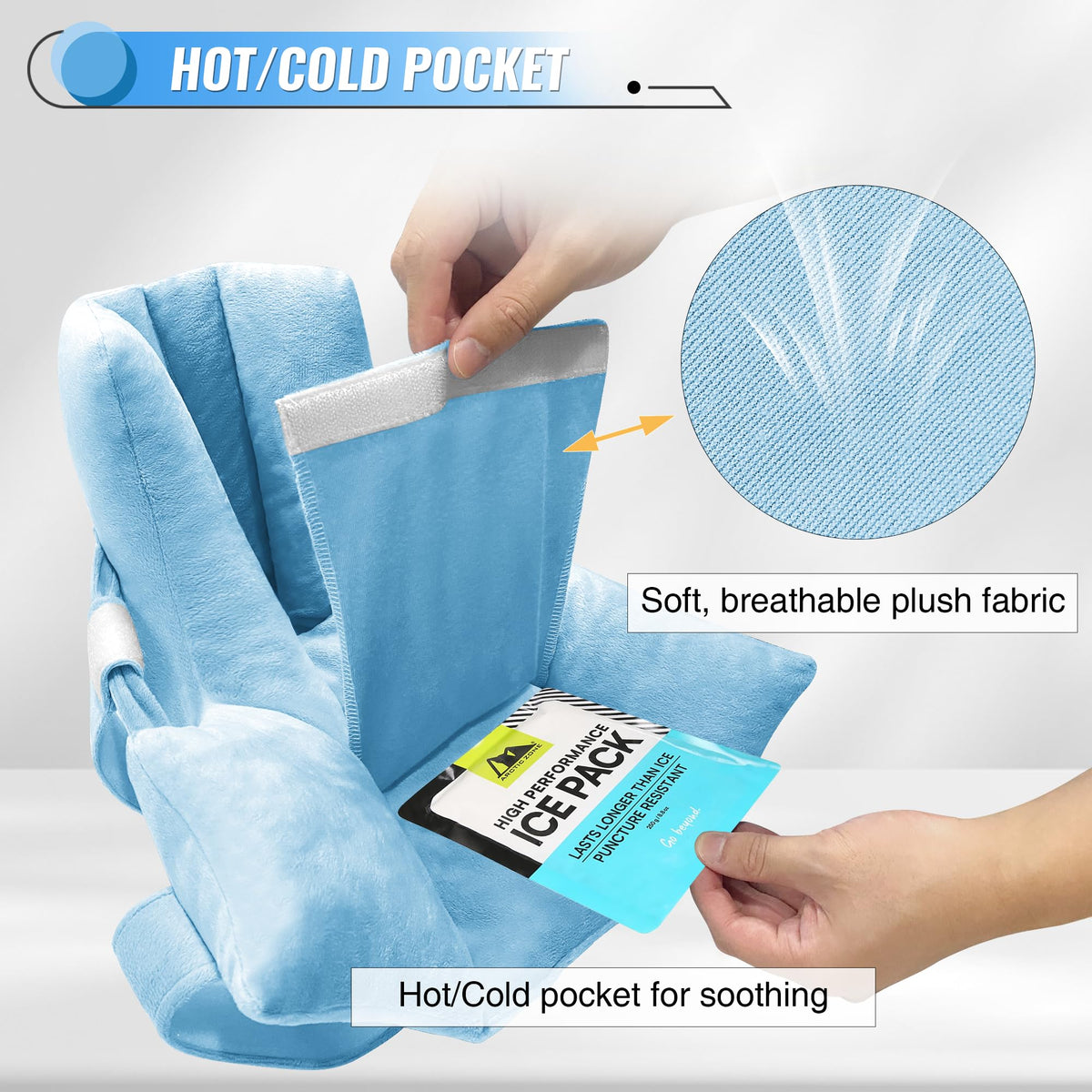 blue-​Heel Protectors with Hot/Cold Pack Pocket - Adjustable Plush Ankle Cushion