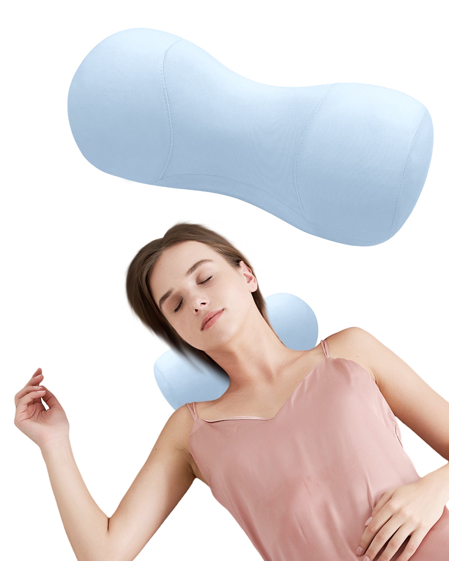 SPRING SEAON Neck Support Pillow for Sleeping - Small Neck Roll Memory Foam with Cool Fabric (3 Colors)