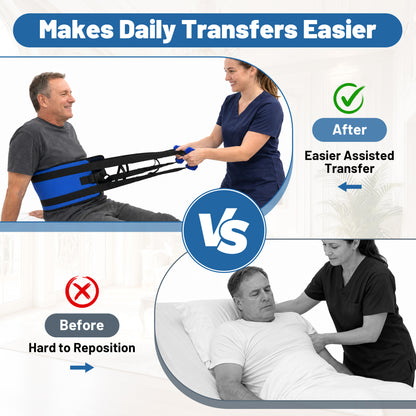 SPRING SEAON Transfer Sling with 6 Handles - Adjustable Support Belt 350 lb, S/M