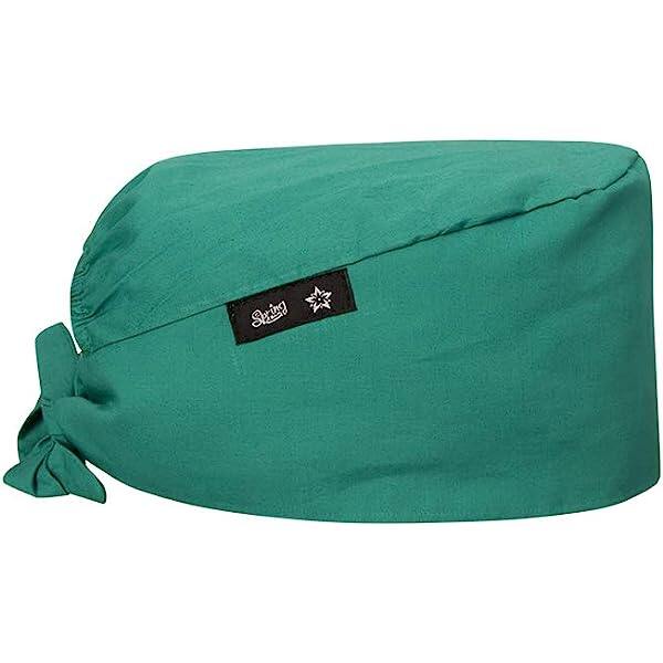 Women's Forest Green Beanies Working Cap Button Sweatband Headband Elastic Hat Adjustable Bouffant Cap Adjustable