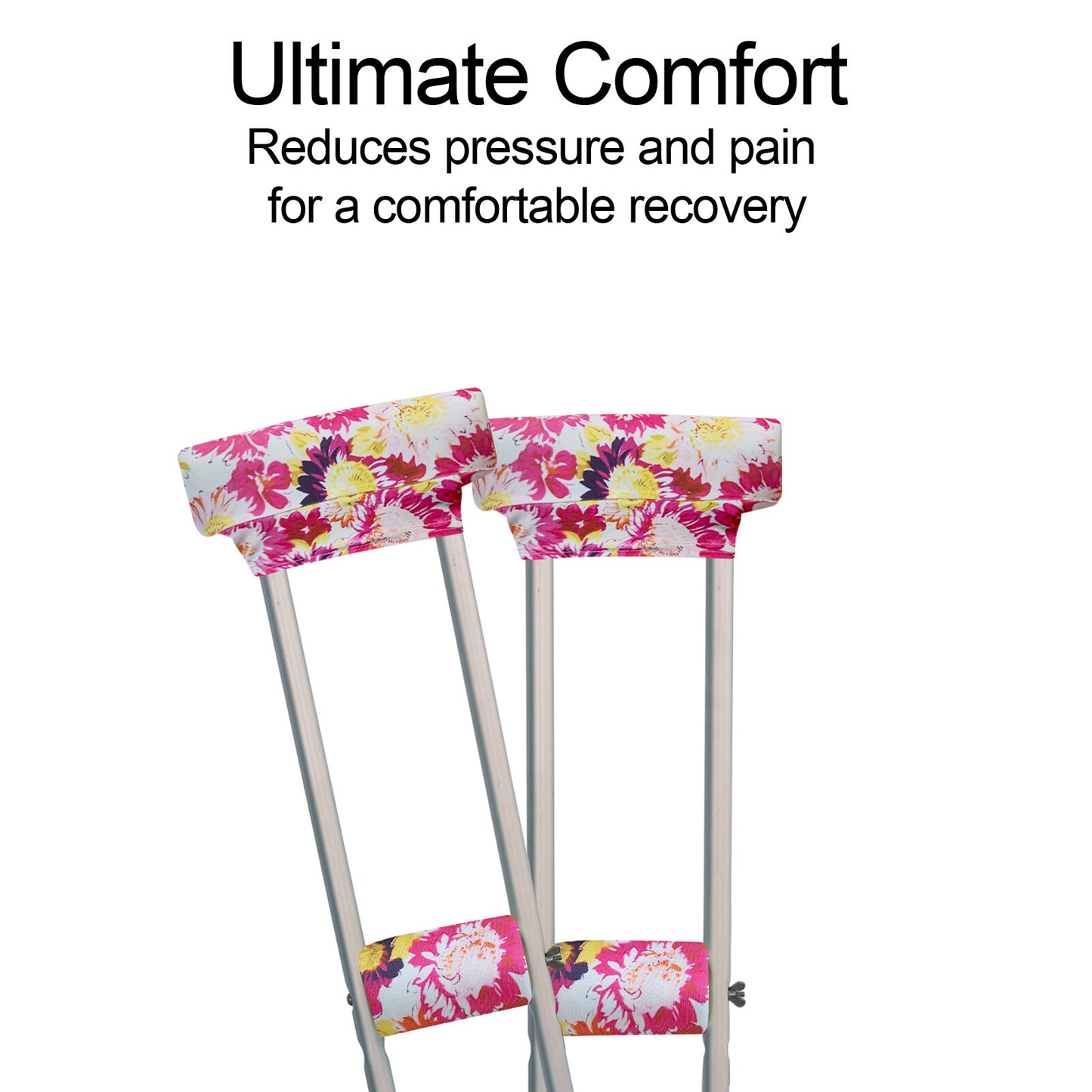 Underarm Crutch's Pad and Hand Grip Covers Universal Forearm Handle Padded Cushion Sets Accessories for Crutches (pink sunflower)