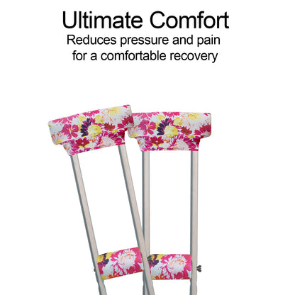 Underarm Crutch's Pad and Hand Grip Covers Universal Forearm Handle Padded Cushion Sets Accessories for Crutches (pink sunflower)