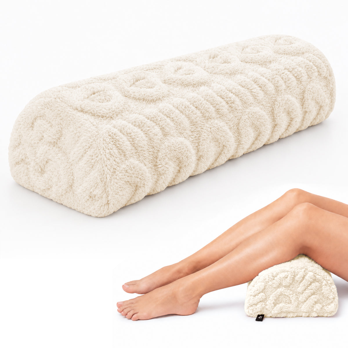 SPRING SEAON Half Moon Knee Pillow - Plush Cover, Memory Foam, 17 Inch