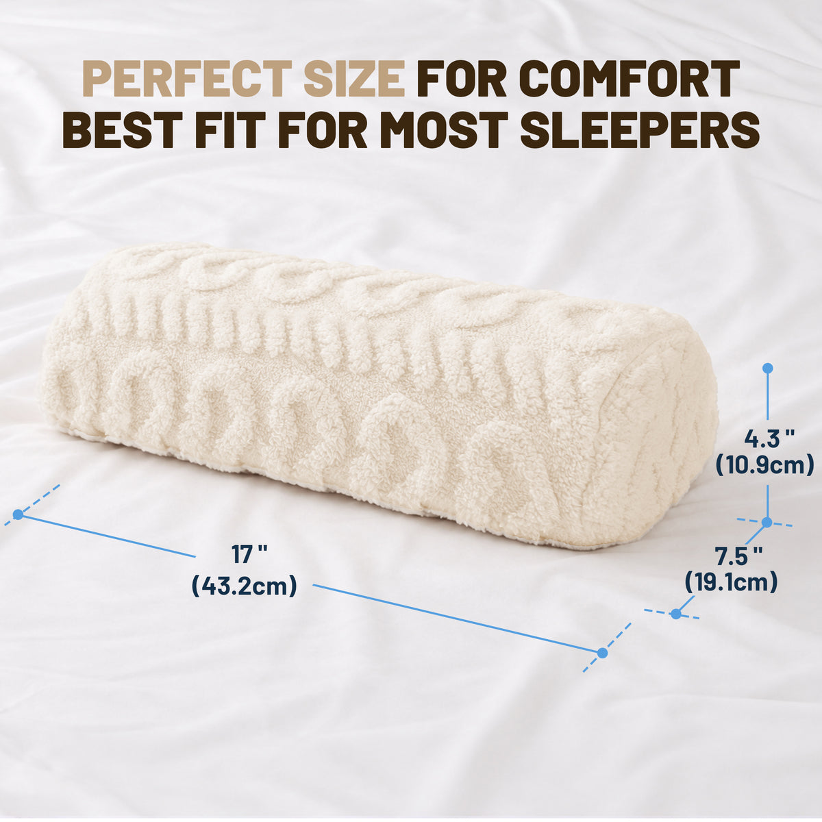 SPRING SEAON Half Moon Knee Pillow - Plush Cover, Memory Foam, 17 Inch