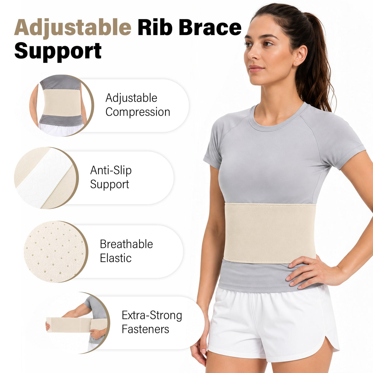 SPRING SEAON Adjustable Chest Compression Wrap with Anti-Slip Strap for Adults