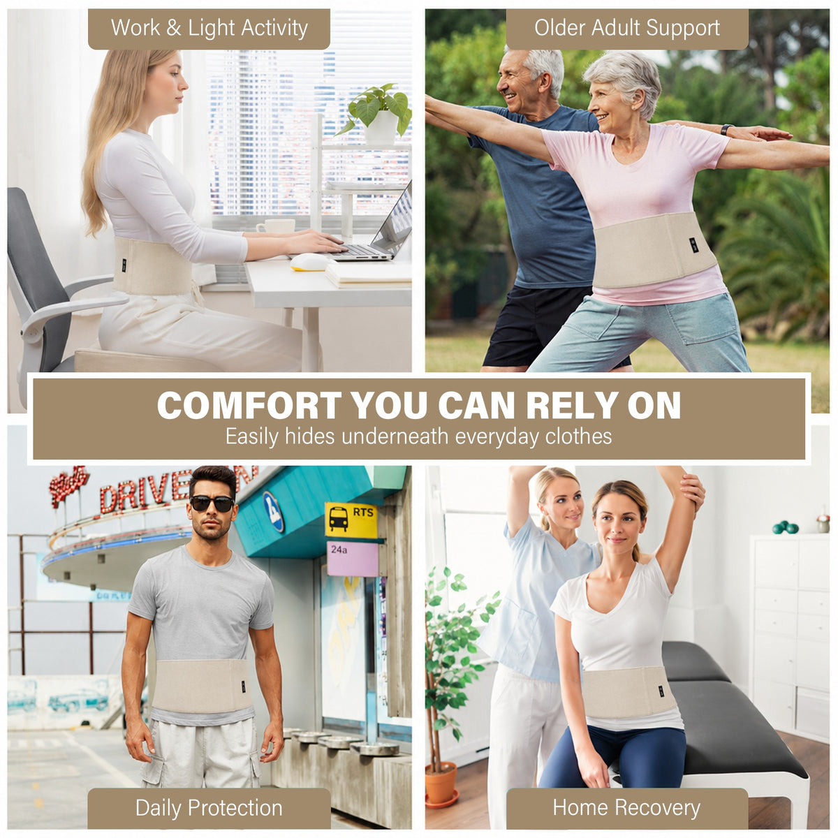SPRING SEAON Adjustable Chest Compression Wrap with Anti-Slip Strap for Adults