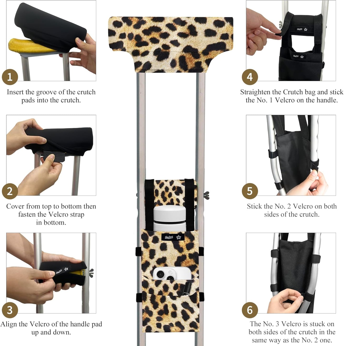 SpringSeaon Underarm Crutch Pads Set with Storage Pouch Water-Resistant - Crutch Cover Accessories