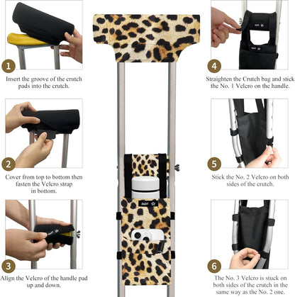 SpringSeaon Underarm Crutch Pads Set with Storage Pouch Water-Resistant - Crutch Cover Accessories