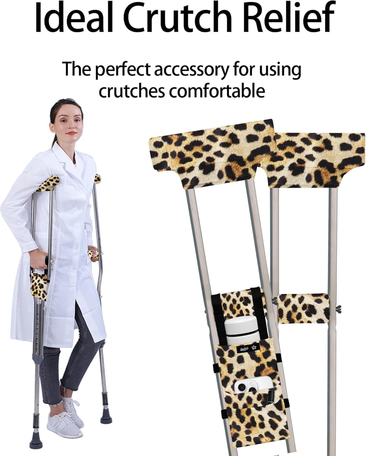 SpringSeaon Underarm Crutch Pads Set with Storage Pouch Water-Resistant - Crutch Cover Accessories