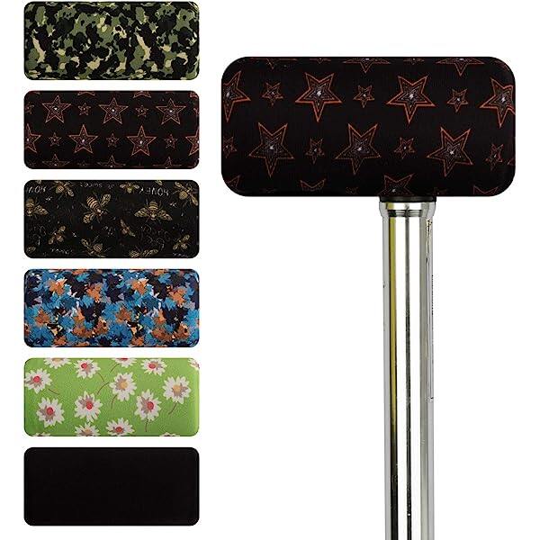 Cane Hand Grip Cover - Soft Non-Slip T-Handle Cushion (Blue Leafs)