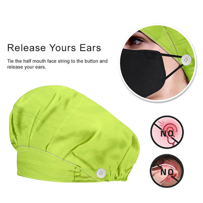 Women's Yellow Neon Green Hats Beanies Working Cap Button Sweatband Adjustable