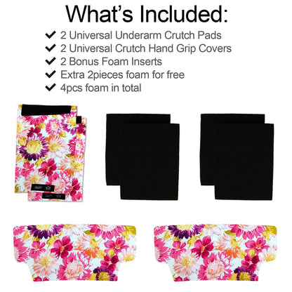 Universal Underarm Crutches Padded Crutch Pads with Hand Grips Padding Handle Covers