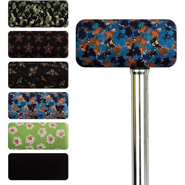 Cane Hand Grip Cover - Soft Non-Slip T-Handle Cushion (Blue Leafs)