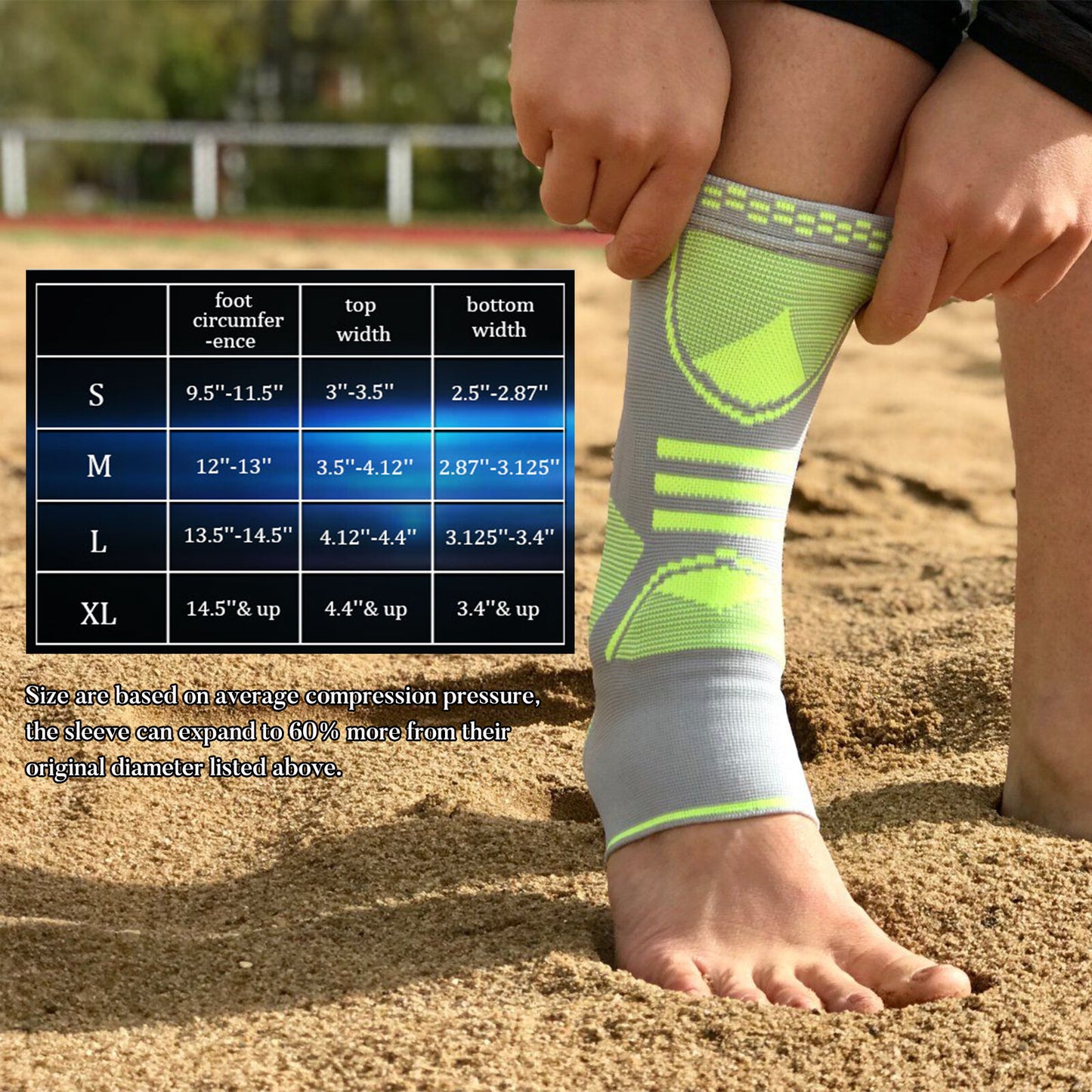 Ankle Braces (1 Pair) - Compression Sleeve with Pads for Sports, Running, Workout