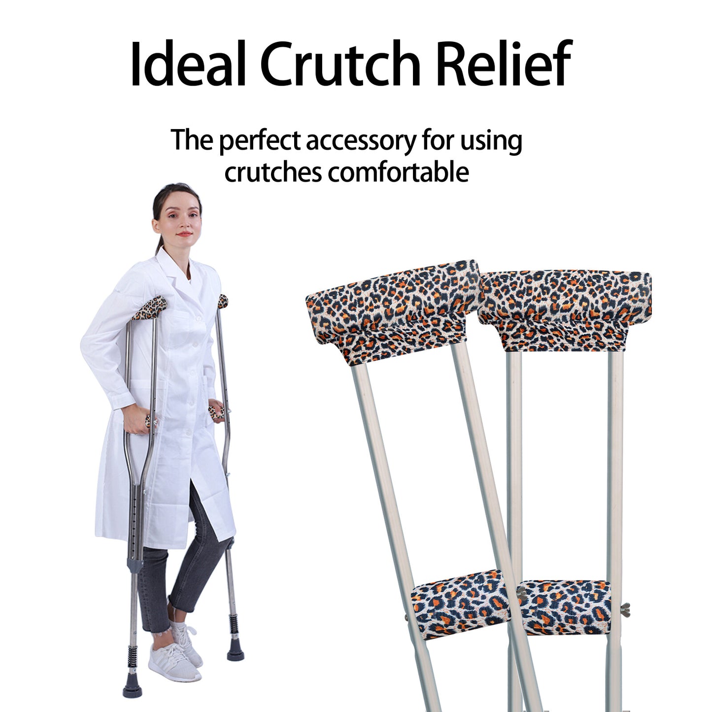 SpringSeaon Black Universal Underarm Crutch Pads & Hand Grips (Set of 4) - Breathable & Anti-Slip