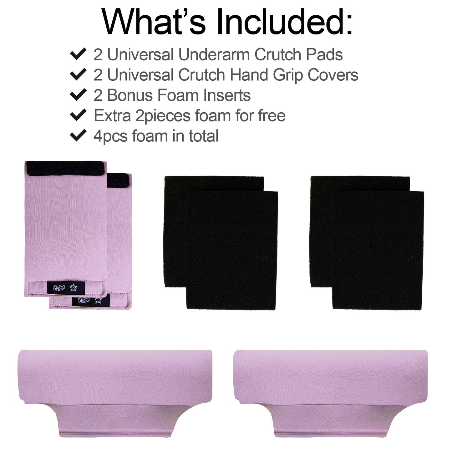 Universal Underarm Crutches Padded Crutch Pads with Hand Grips Padding Handle Covers Dark purple