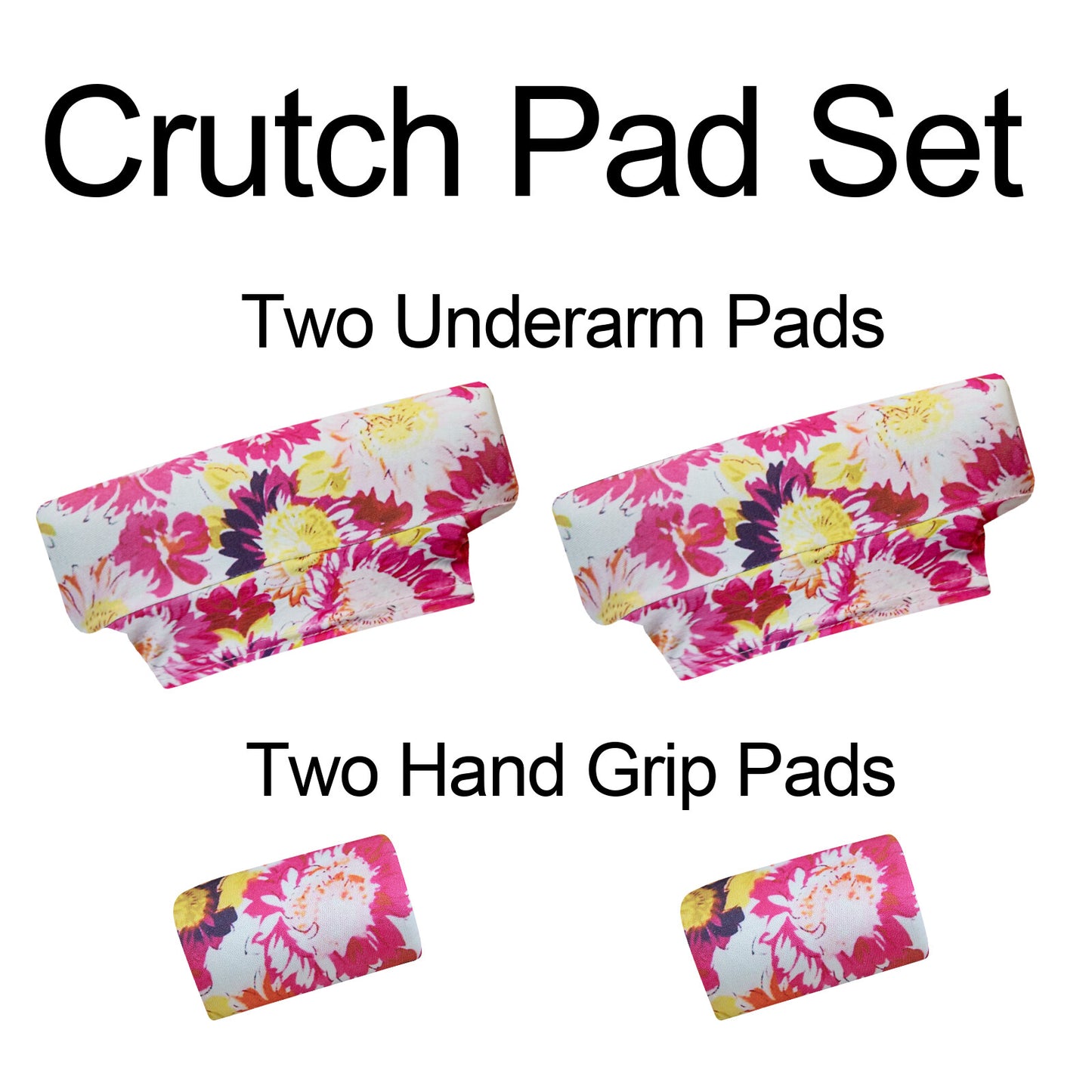 Underarm Crutch's Pad and Hand Grip Covers Universal Forearm Handle Padded Cushion Sets Accessories for Crutches (pink sunflower)
