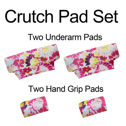 Underarm Crutch's Pad and Hand Grip Covers Universal Forearm Handle Padded Cushion Sets Accessories for Crutches (pink sunflower)