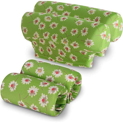 Underarm Crutch's Pad and Hand Grip Covers Universal Forearm Handle Padded Cushion Sets Accessories for Crutches (Green Flower)