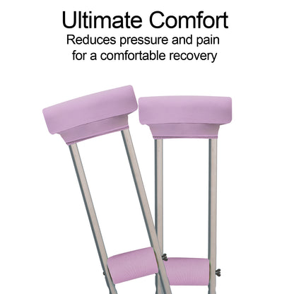 Underarm Crutch's Pad and Hand Grip Covers Universal Forearm Handle Padded Cushion Sets Accessories for Crutches (light purple)