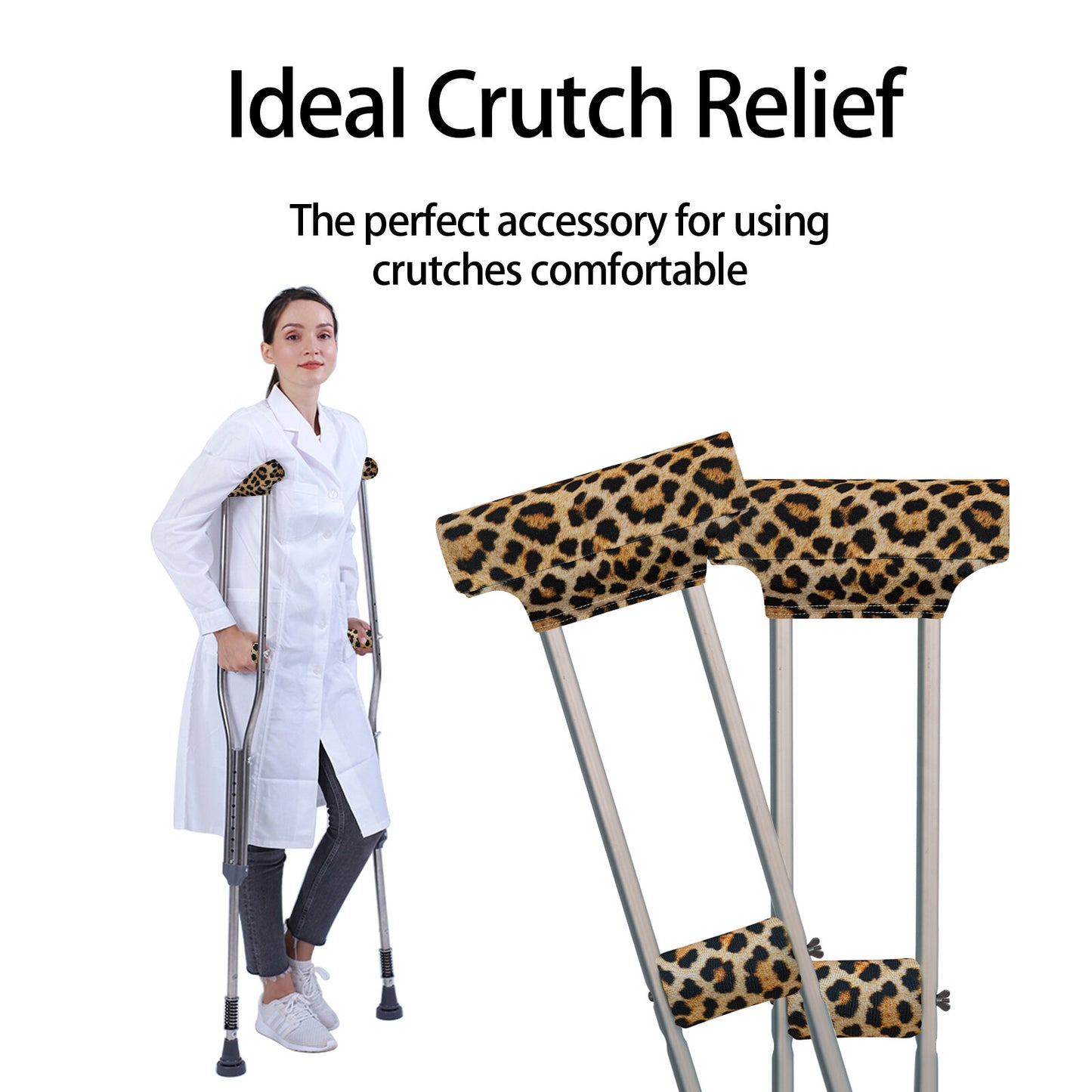 Universal Underarm Crutches Padded Crutch Pads with Hand Grips Padding Handle Covers