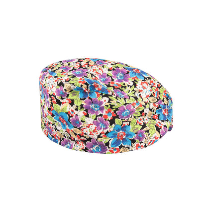 Women's Purple Flower Beanies Working Cap Button Sweatband Headband Elastic Hat Adjustable Bouffant Cap Adjustable