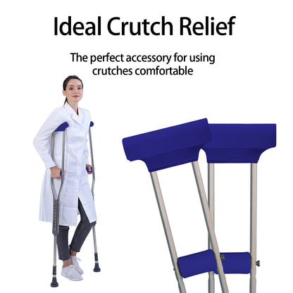 SpringSeaon Black Universal Underarm Crutch Pads & Hand Grips (Set of 4) - Breathable & Anti-Slip