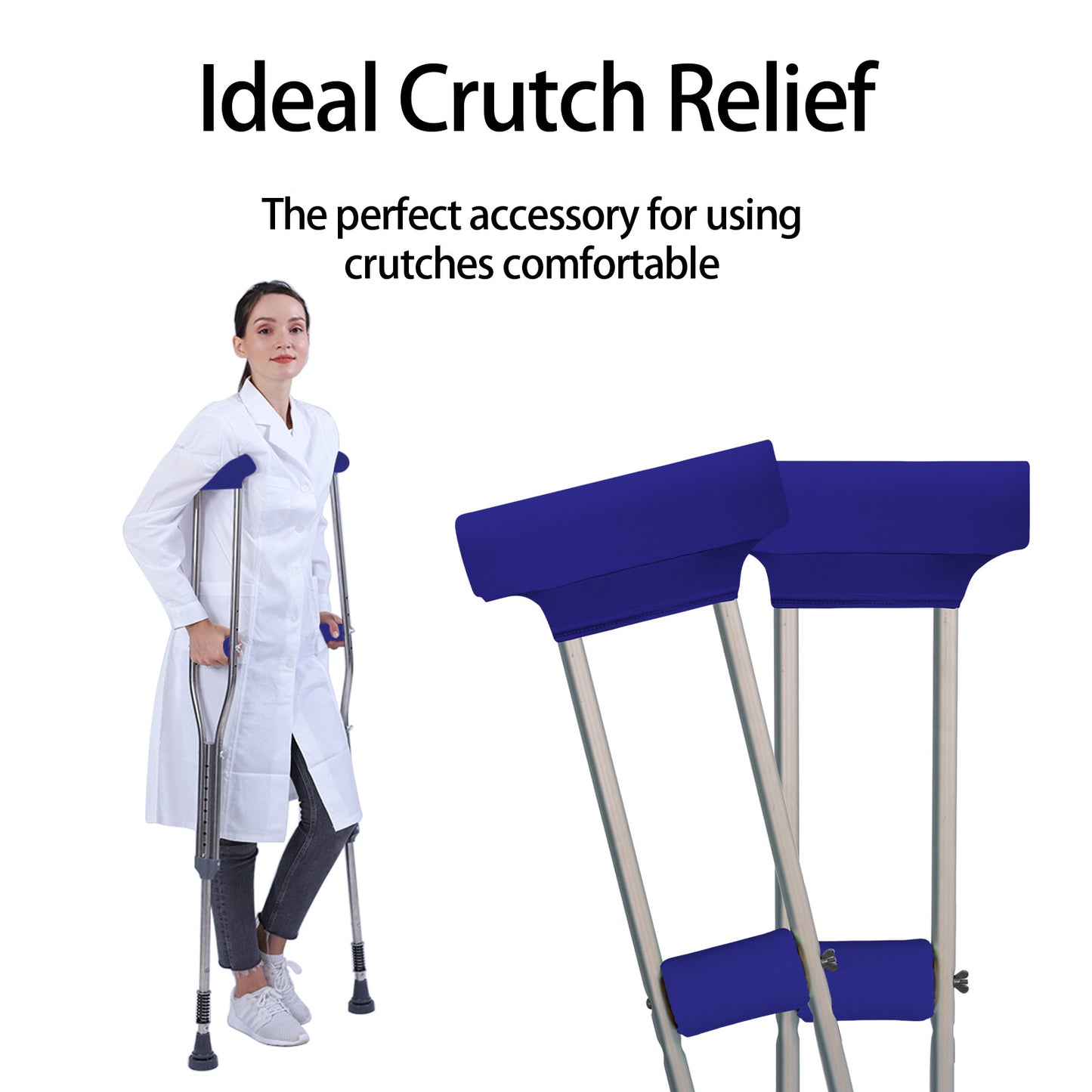 Universal Underarm Crutches Padded Crutch Pads with Hand Grips Padding Handle Covers