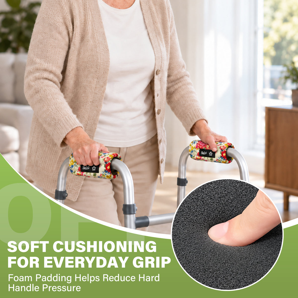 SPRING SEAON Universal Walker Handle Pads - Anti-Slip Handgrip Cover