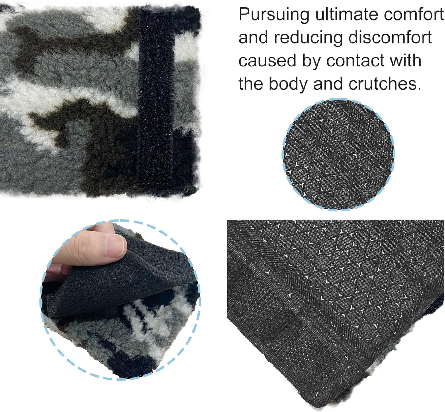 SPRING SEAON Gray Camo Plush Crutch Pad Memory Foam Crutches Padding Cover