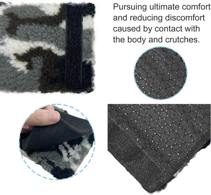 SPRING SEAON Gray Camo Plush Crutch Pad Memory Foam Crutches Padding Cover