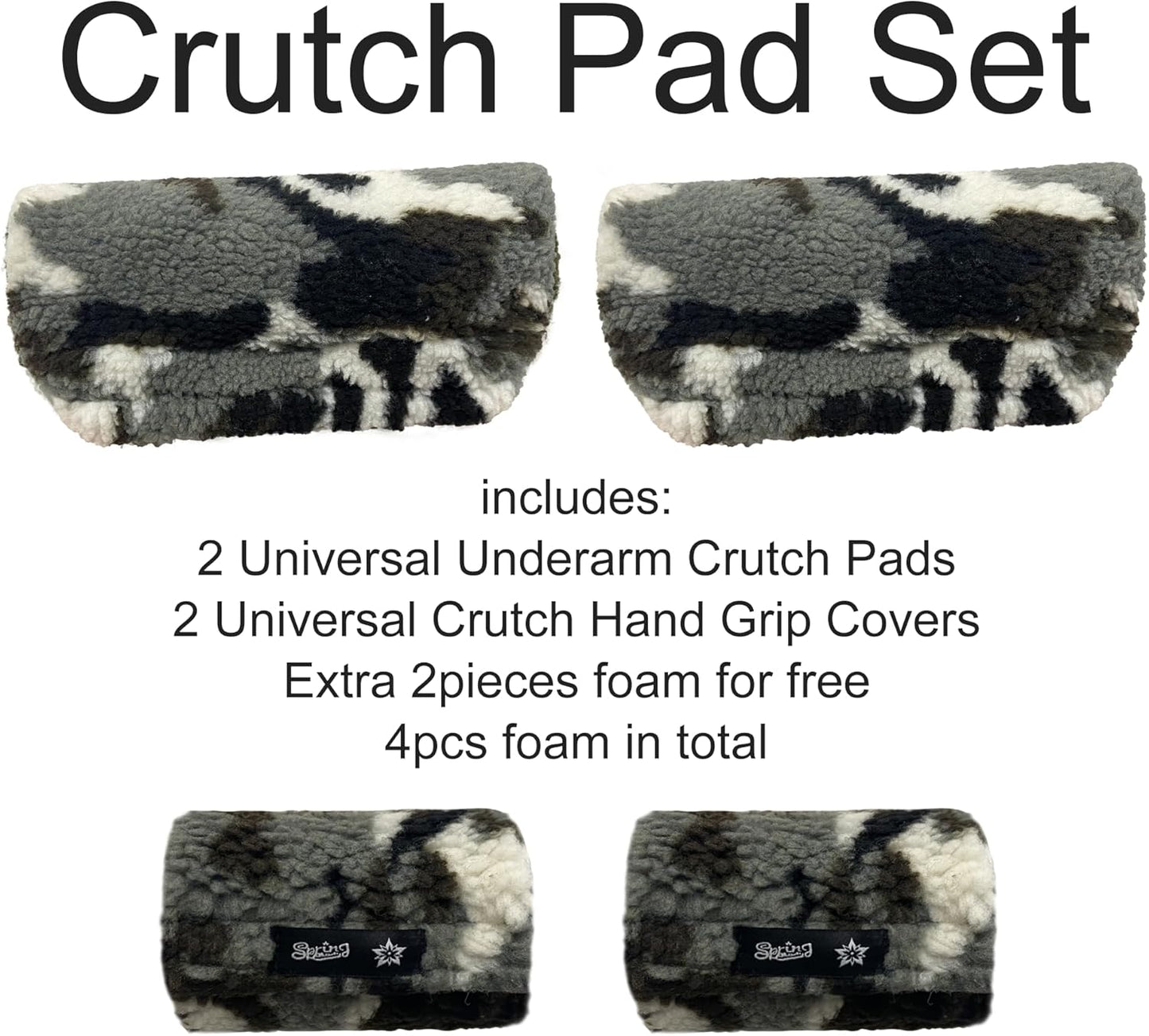 SPRING SEAON Gray Camo Plush Crutch Pad Memory Foam Crutches Padding Cover