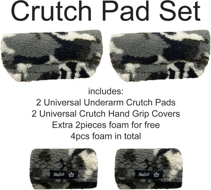 SPRING SEAON Gray Camo Plush Crutch Pad Memory Foam Crutches Padding Cover