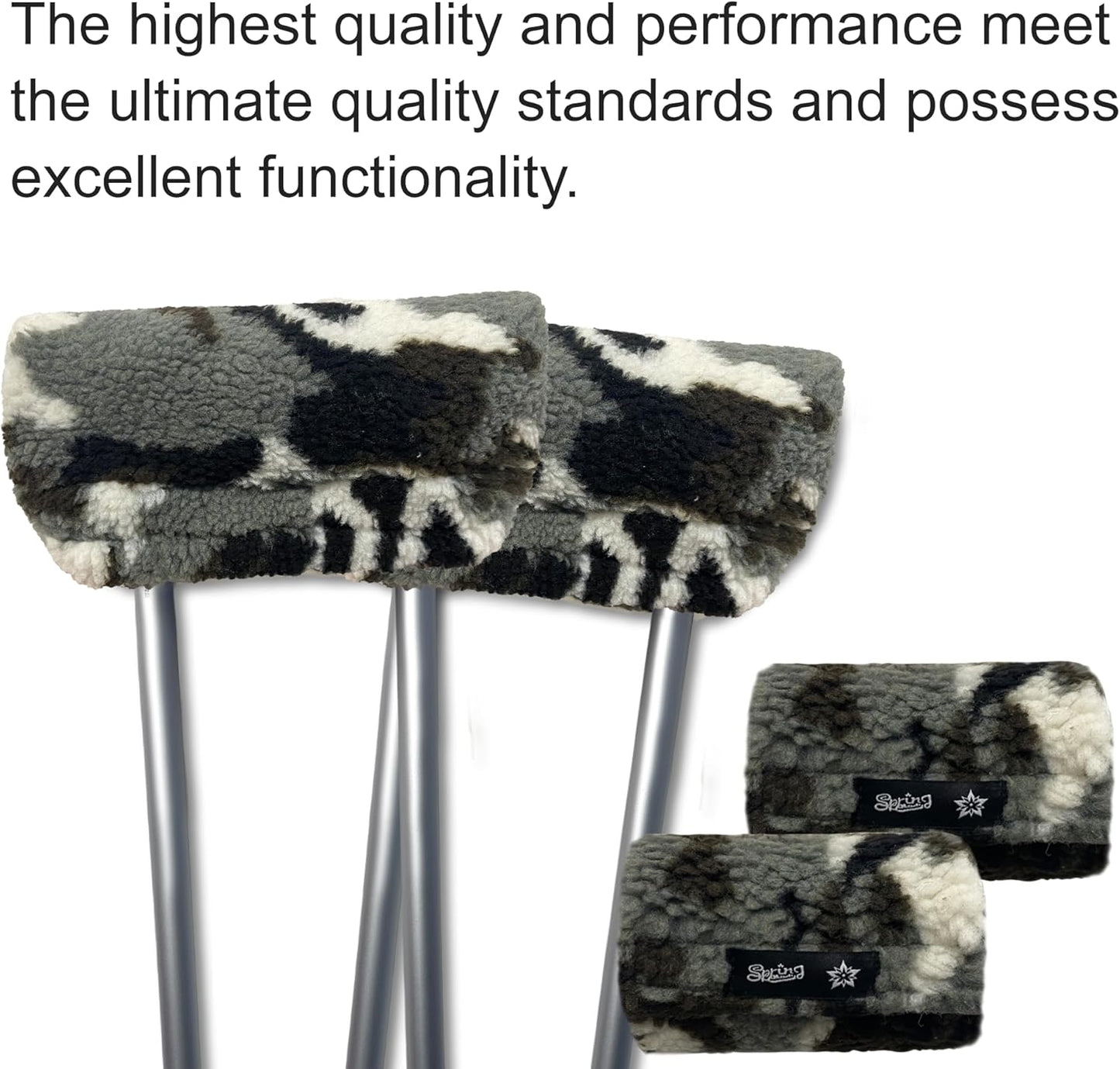 SPRING SEAON Gray Camo Plush Crutch Pad Memory Foam Crutches Padding Cover