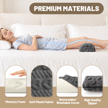 SPRING SEAON Half Moon Knee Pillow - Plush Cover, Memory Foam, 17 Inch