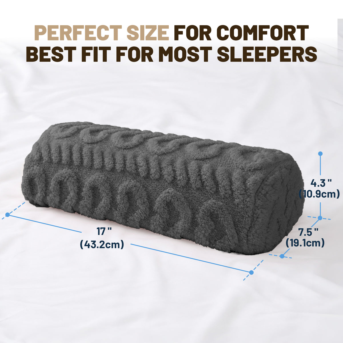 SPRING SEAON Half Moon Knee Pillow - Plush Cover, Memory Foam, 17 Inch