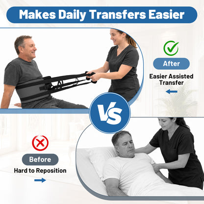 SPRING SEAON Transfer Sling with 6 Handles - Adjustable Support Belt 350 lb, S/M