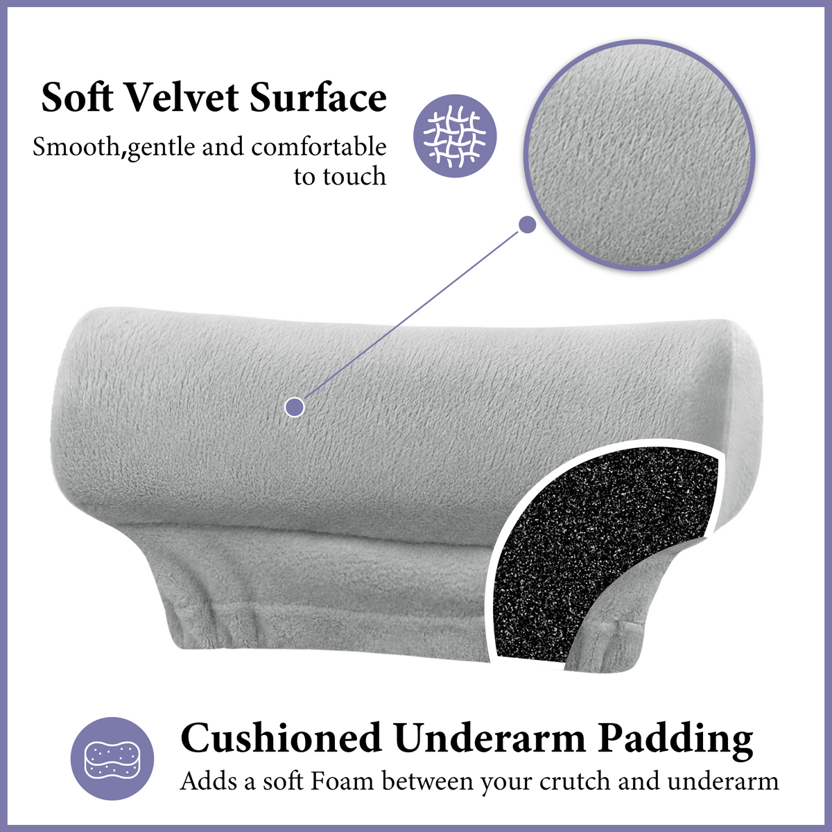 Color-​SPRING SEAON Plush Padded Crutches Covers Velvet Underarm Crutch Pads Non Slip - SpringSeaon