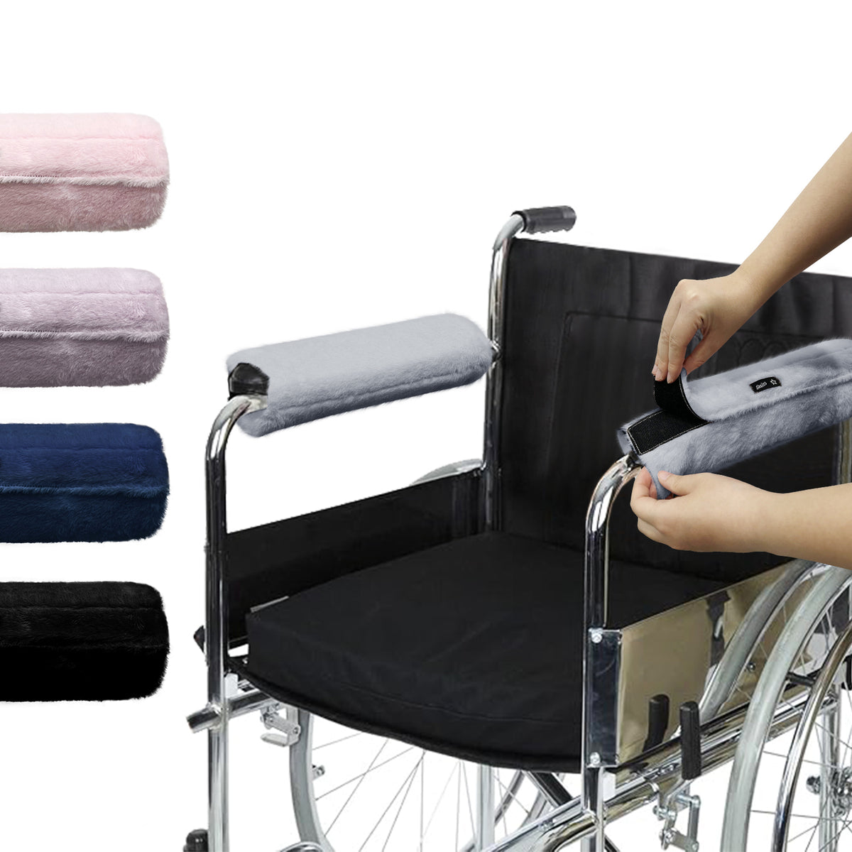 Color-​SPRING SEAON Fluffy Armrest Covers - Universal Memory Foam Cushion for Office Chairs 7 Colors - SpringSeaon