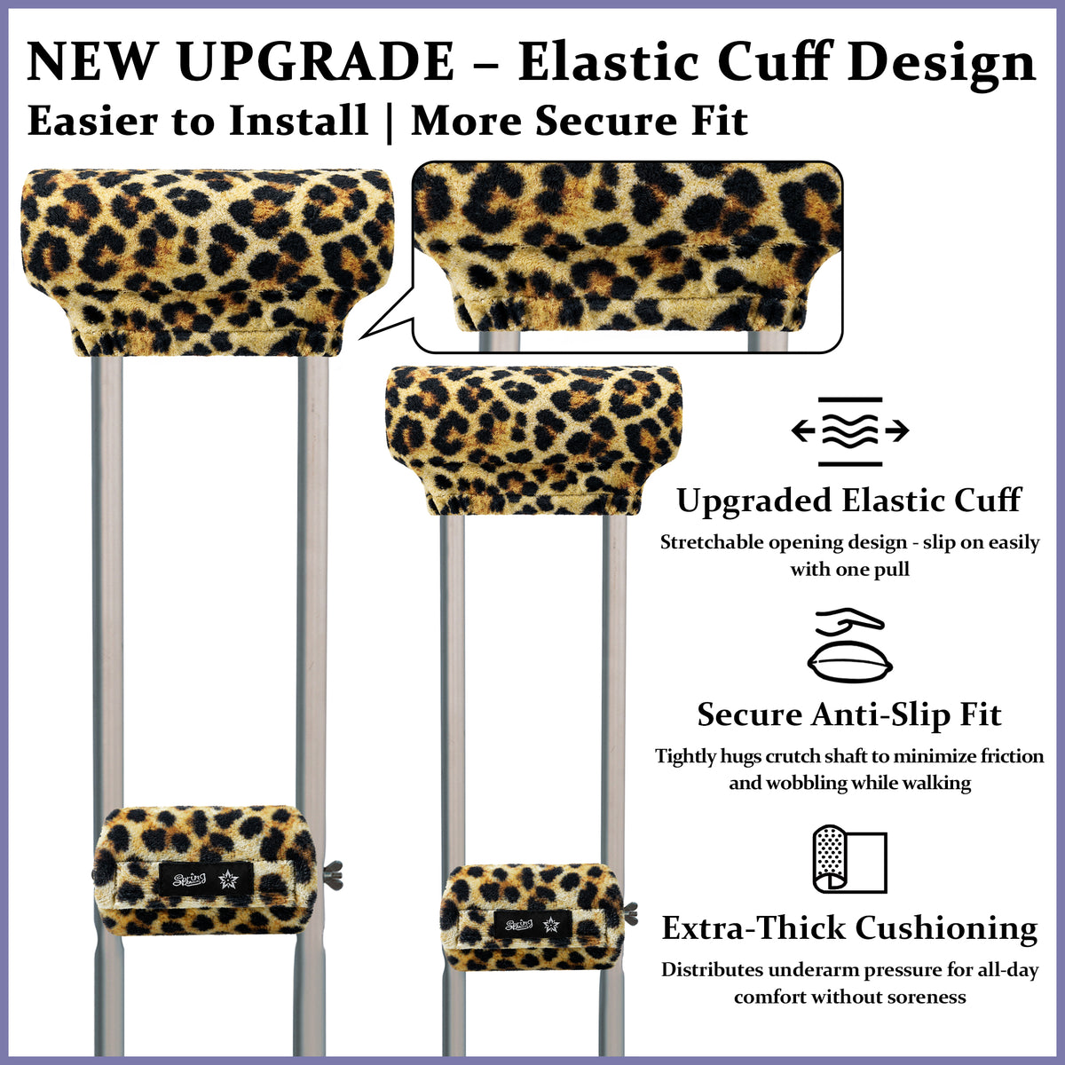 Color-​SPRING SEAON Plush Padded Crutches Covers Velvet Underarm Crutch Pads Non Slip - SpringSeaon