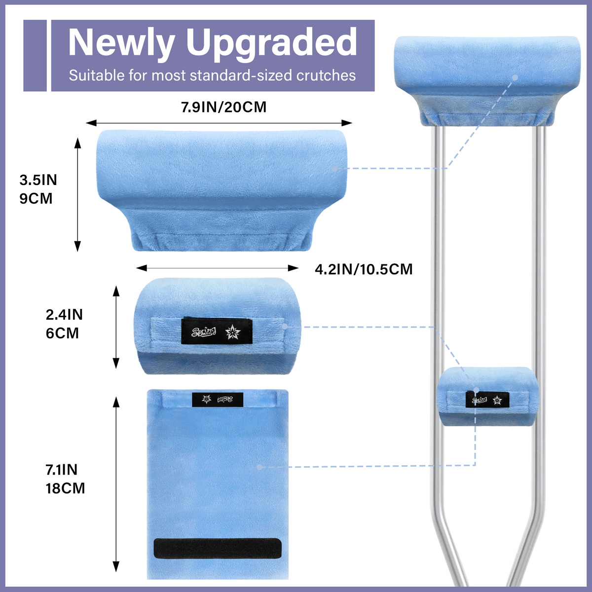 Color-​SPRING SEAON Plush Padded Crutches Covers Velvet Underarm Crutch Pads Non Slip - SpringSeaon