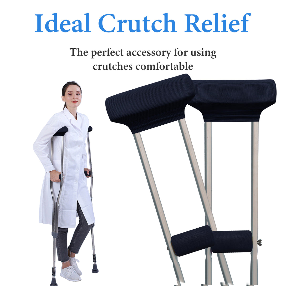 Color-​SPRING SEAON Waffle Pattern Crutch Pads - Universal Underarm & Hand Grip Padding Cushions 7 colors - SpringSeaon
