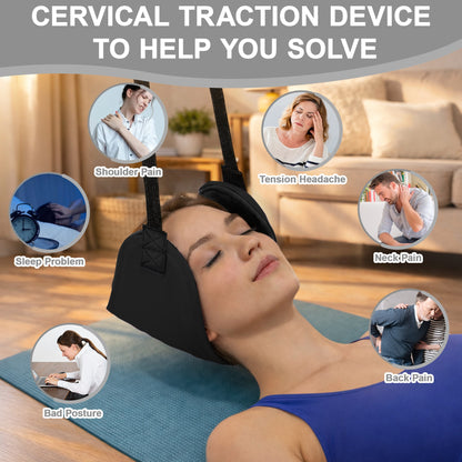 Color-​SPRING SEAON Adjustable Neck Hammock Neck Stretcher - Portable with 2 Pads for Home & Office (Navy Blue) - SpringSeaon