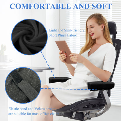 Color-​SPRING SEAON Office Chair Arm Covers - Soft Memory Foam Armrest Pads Short Plush 2 Pack (Light Blue) - SpringSeaon