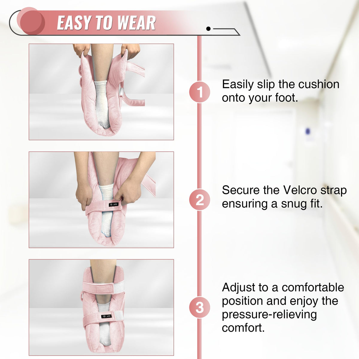 pink-​Heel Protectors with Hot/Cold Pack Pocket - Adjustable Plush Ankle Cushion