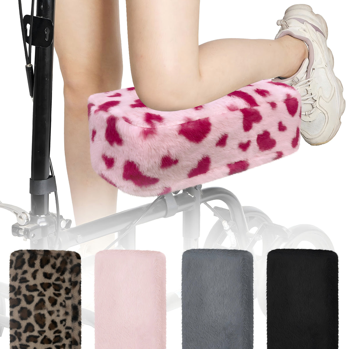 pink lover ​SPRING SEAON Knee Scooter Pad Cover - Soft Fluffy Plush Memory Foam 2 Inch Thick Universal Fit