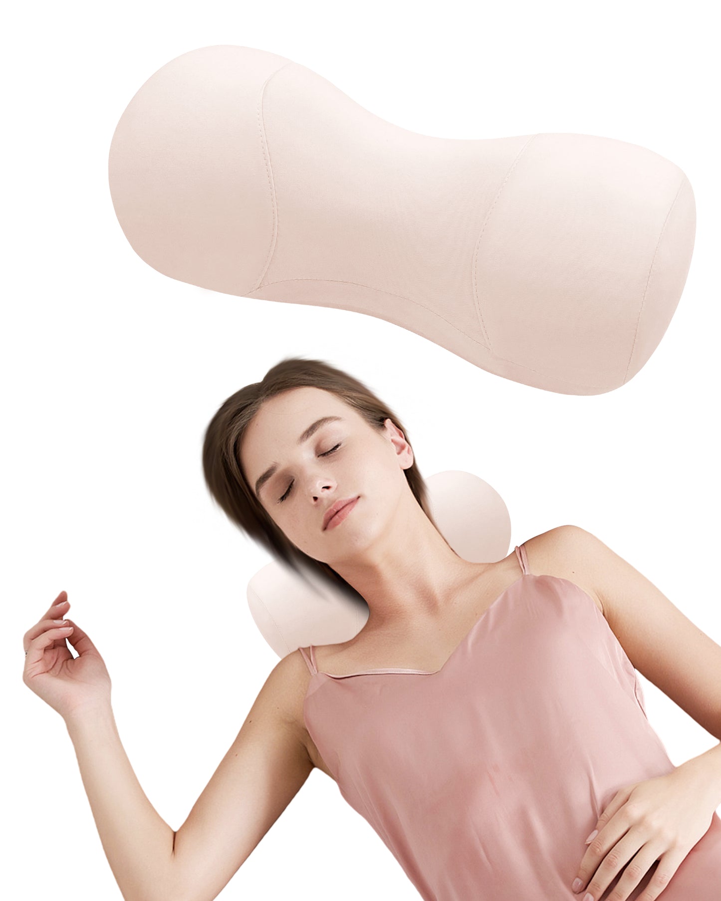SPRING SEAON Neck Support Pillow for Sleeping - Small Neck Roll Memory Foam with Cool Fabric (3 Colors)